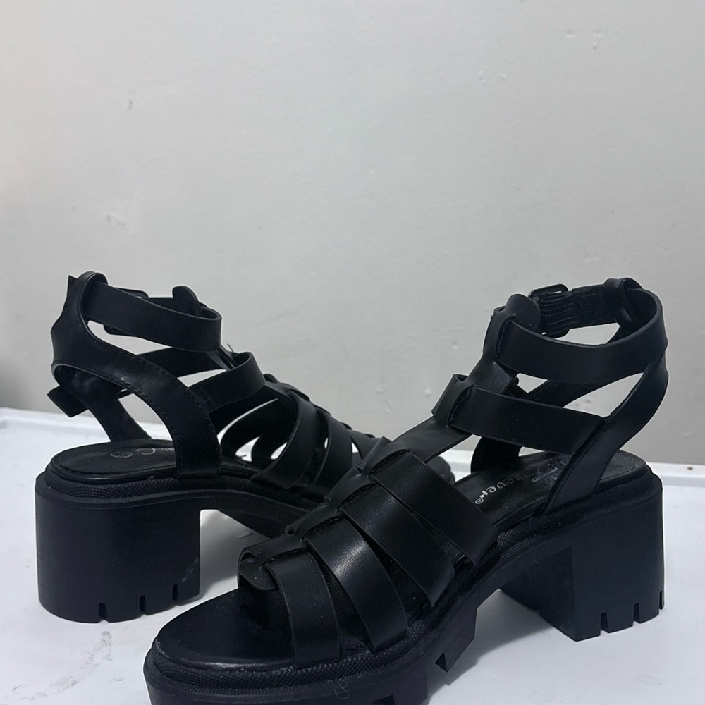 Black Strappy Platform Sandals